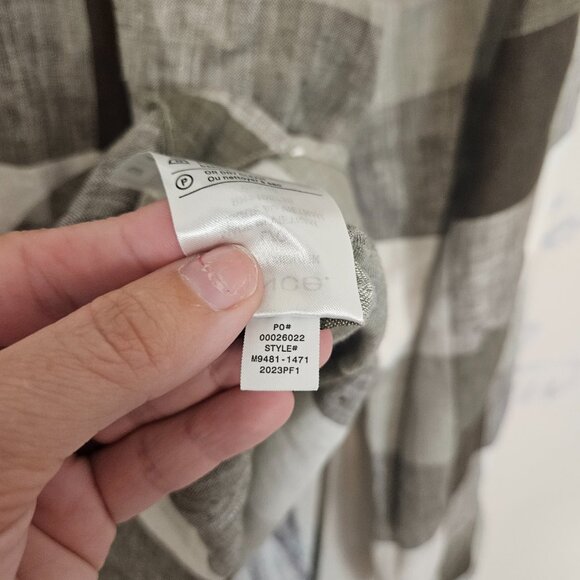 Vince Button Down Shirt Size Large Plaid 100% Linen Long Sleeve - Picture 5 of 8